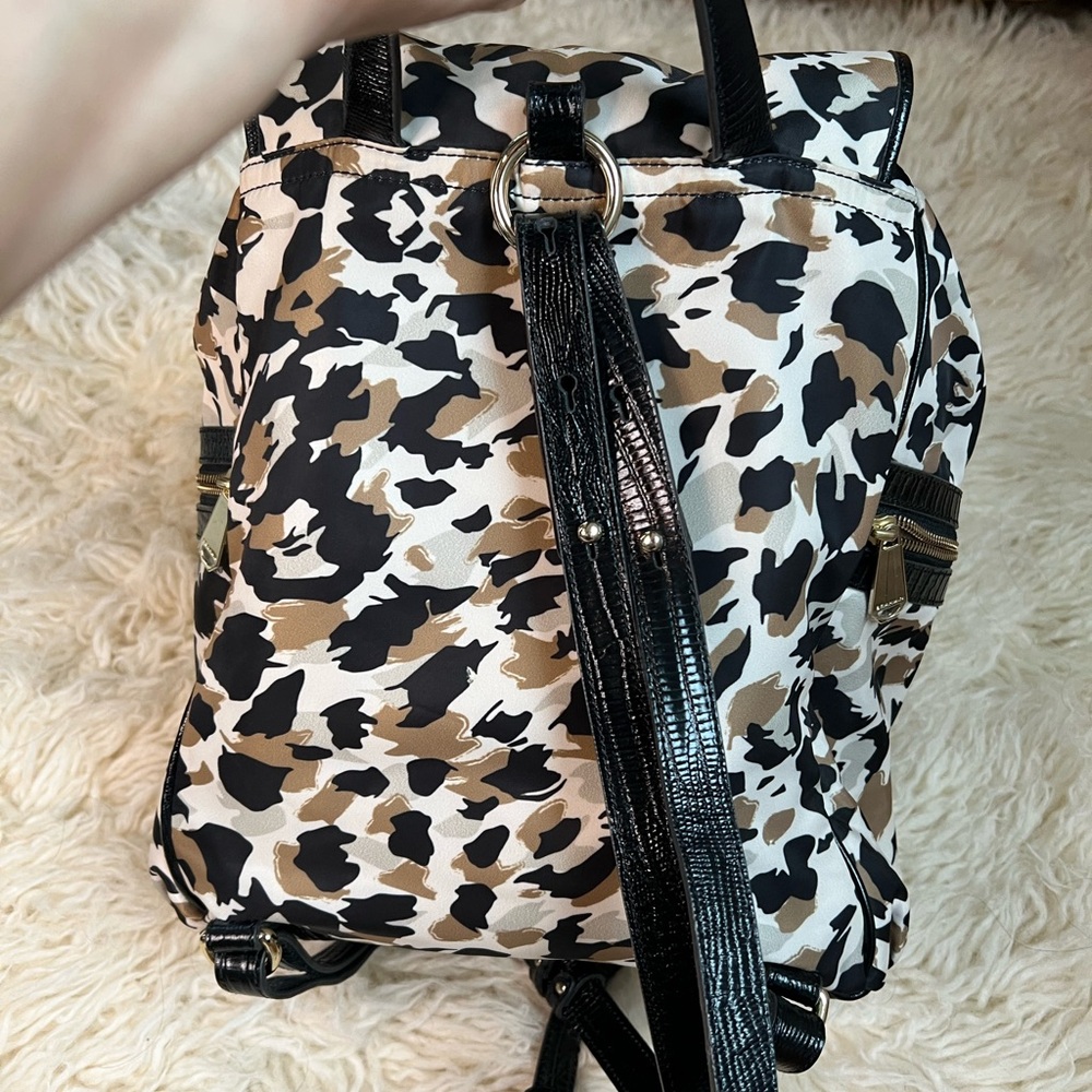 Brahmin Black and Brown Leopard Print Backpack